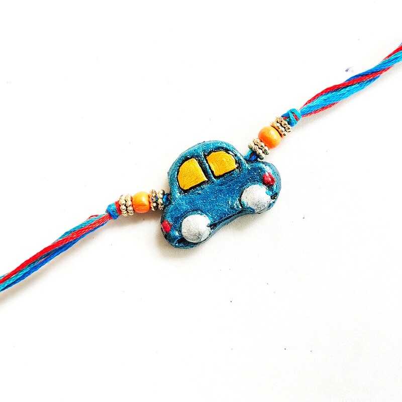 Eco-friendly Tulasi Seed Rakhi - Blue Car