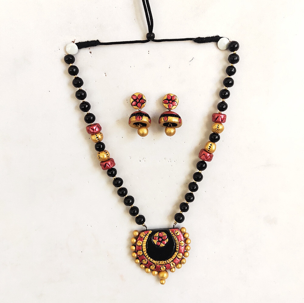 Terracotta Jewellery Necklace Set - NH710