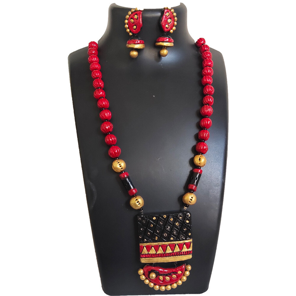 Terracotta Jewellery Necklace Set - NH750