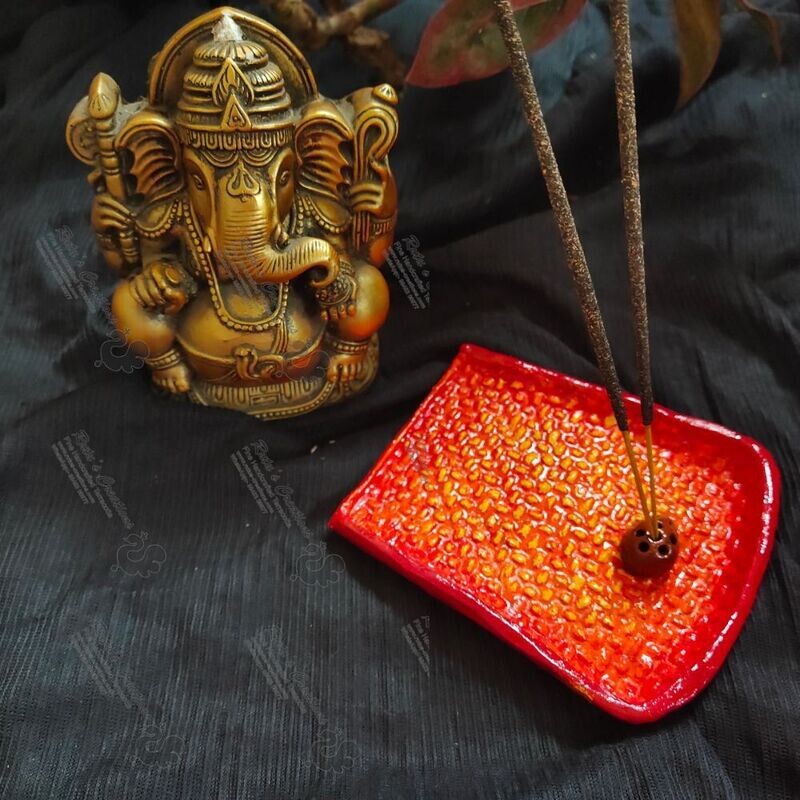 Terracotta Incense Stick Holder RED