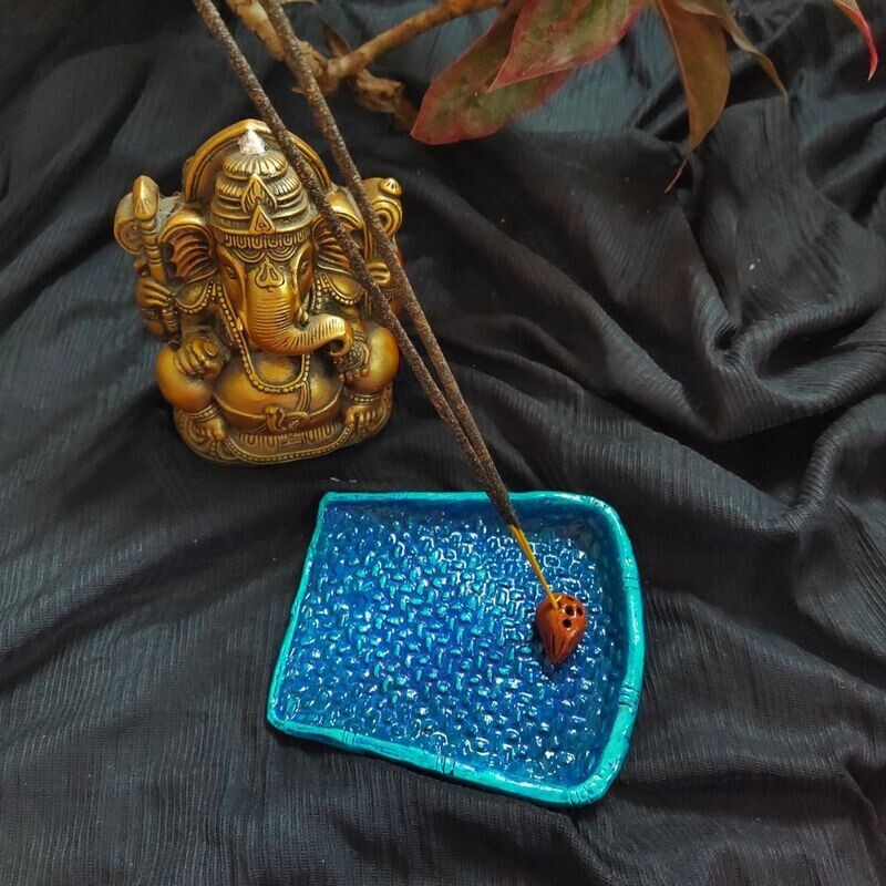 Terracotta Incense Stick Holder Blue