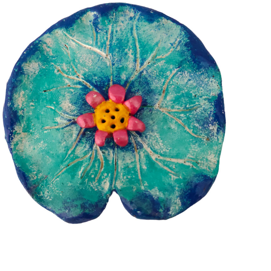 Lotus Leaf Terracotta Incense Stick Holder  Blue