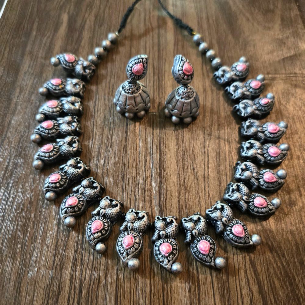 Terracotta Jewellery Necklace Set - NH510