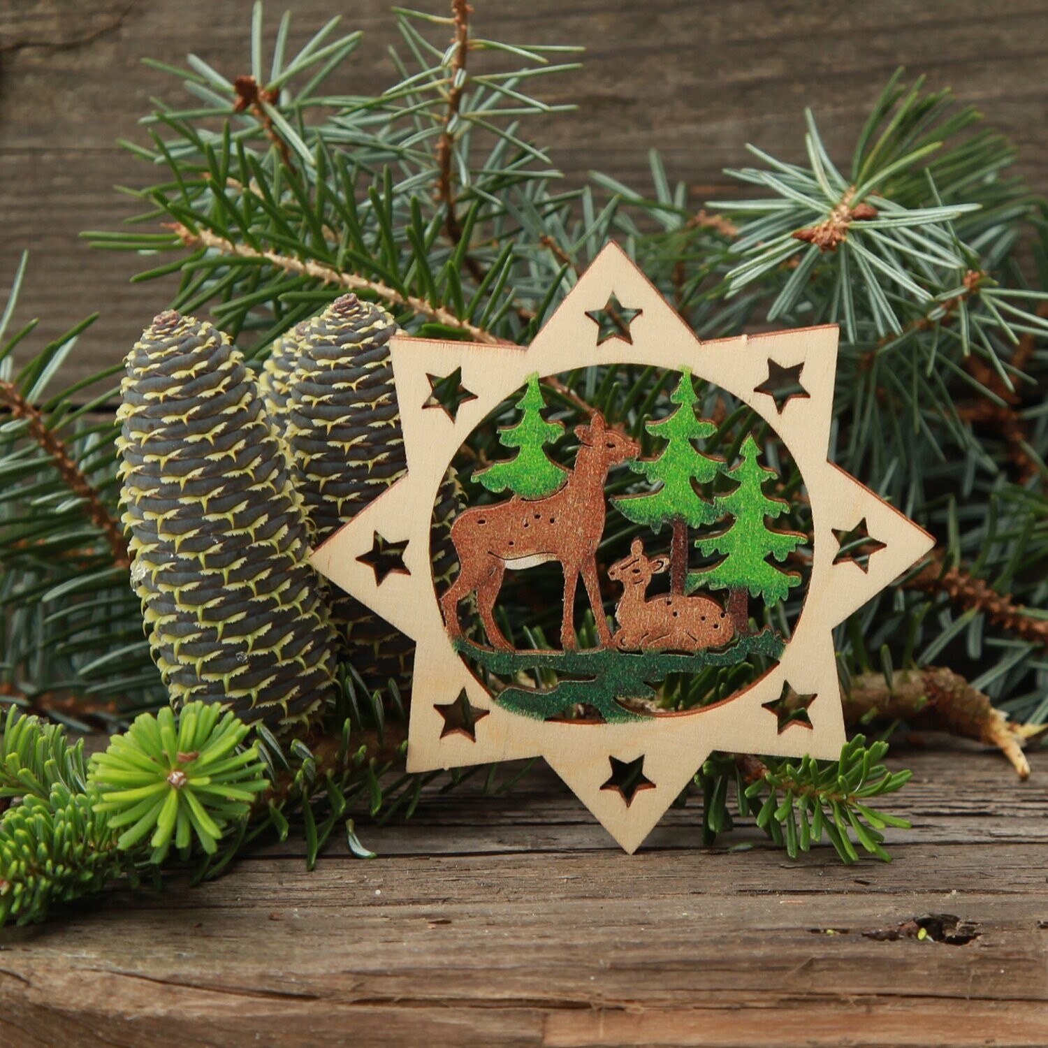 Weihnachtsstern "Rehe im Wald" color