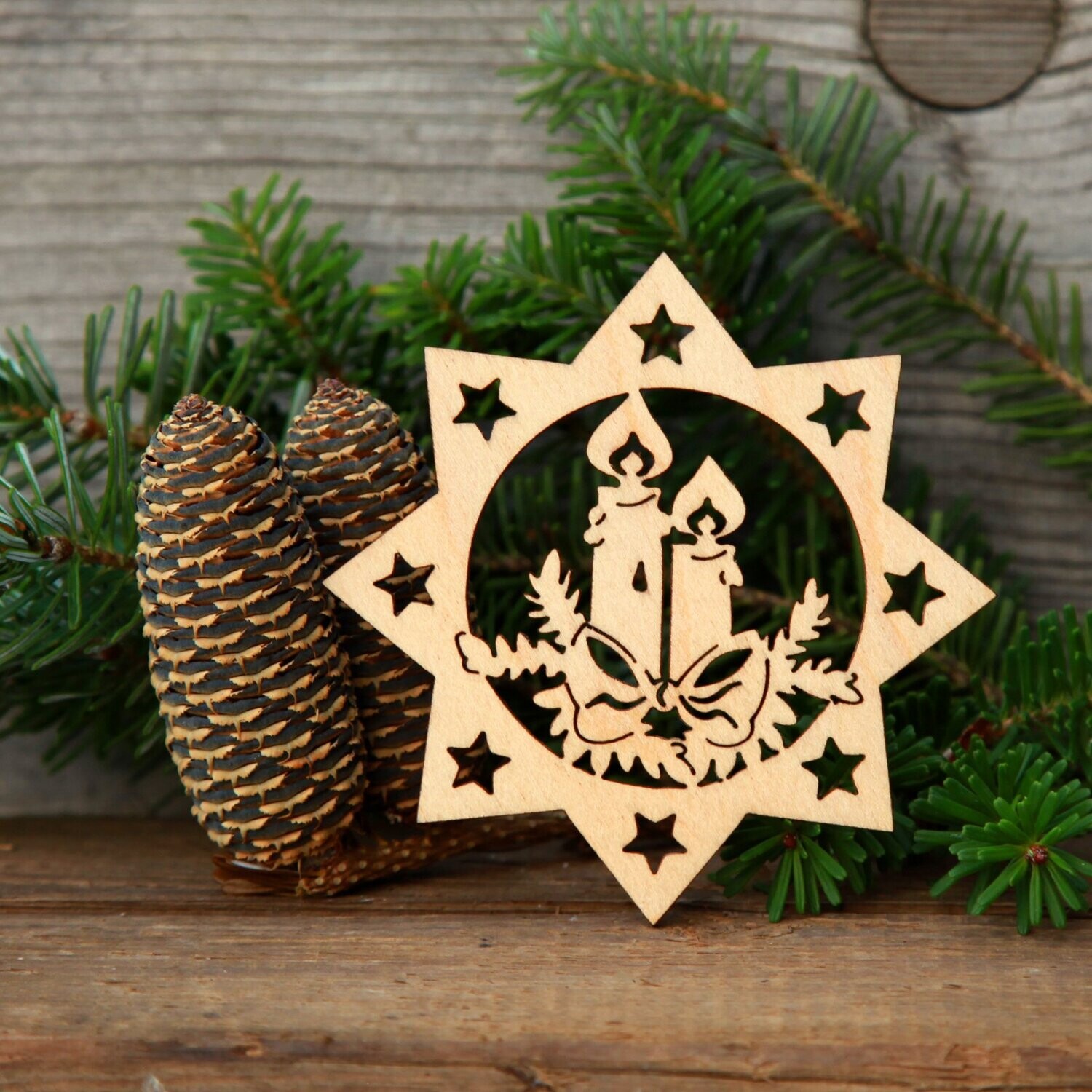 Weihnachtsstern "Zwei Kerzen" natur