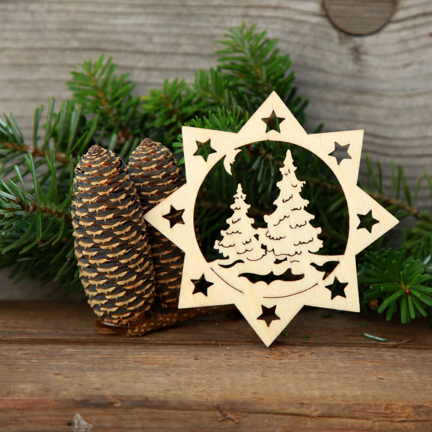 Weihnachtsstern "Zwei Tannen" natur