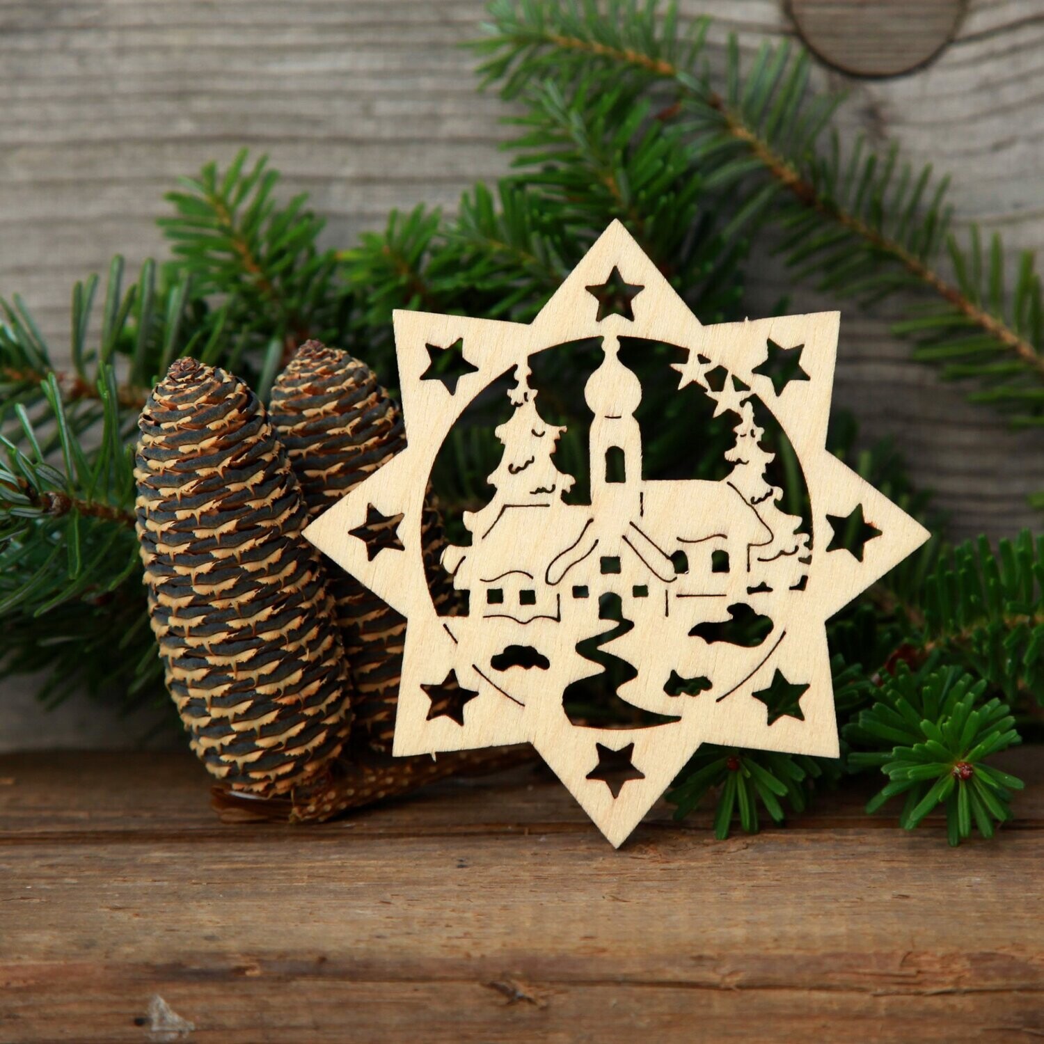 Weihnachtsstern "Kirche" natur