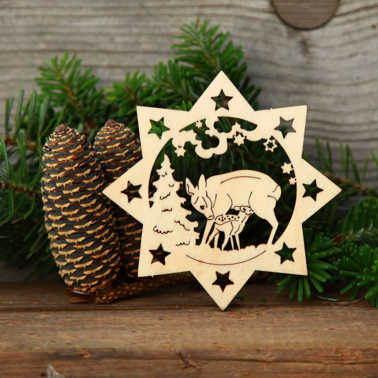 Weihnachtsstern "Reh mit Rehkitz" natur