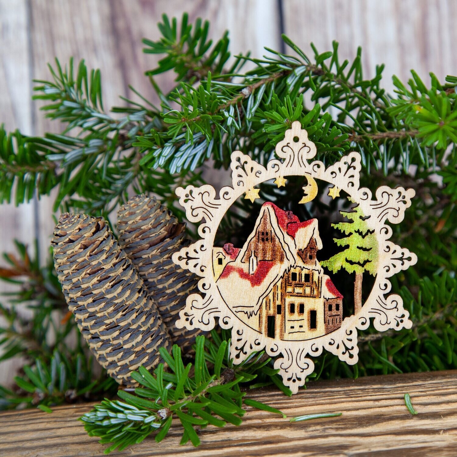 Nostalgie Weihnachtsstern "Fachwerkshaus"
