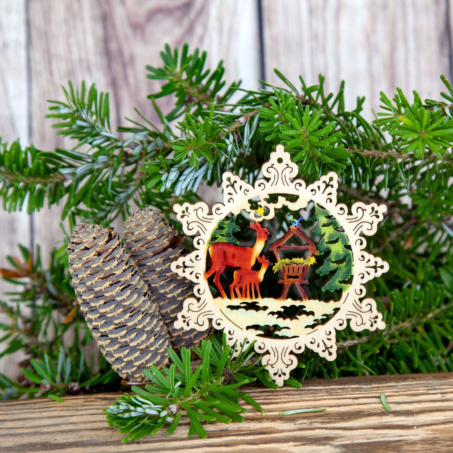 Nostalgie Weihnachtsstern "Rehe"