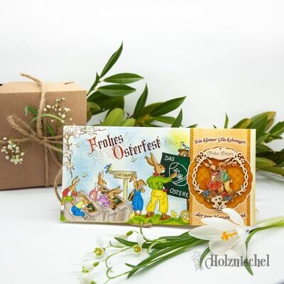 Grußkarte "Frohes Osterfest" mit Holzanhänger