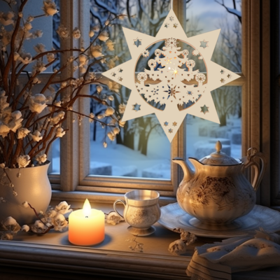 Beleuchtetes Fensterbild Weihnachten "Tannenbaum" Naturholz