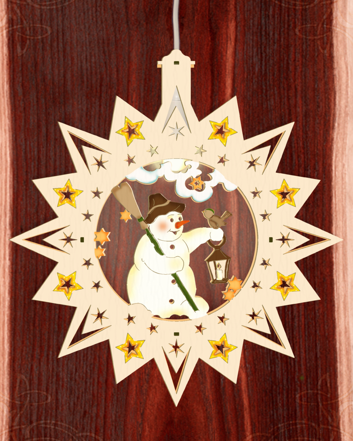 Beleuchtetes Fensterbild  Weihnachten "Schneemann" Color