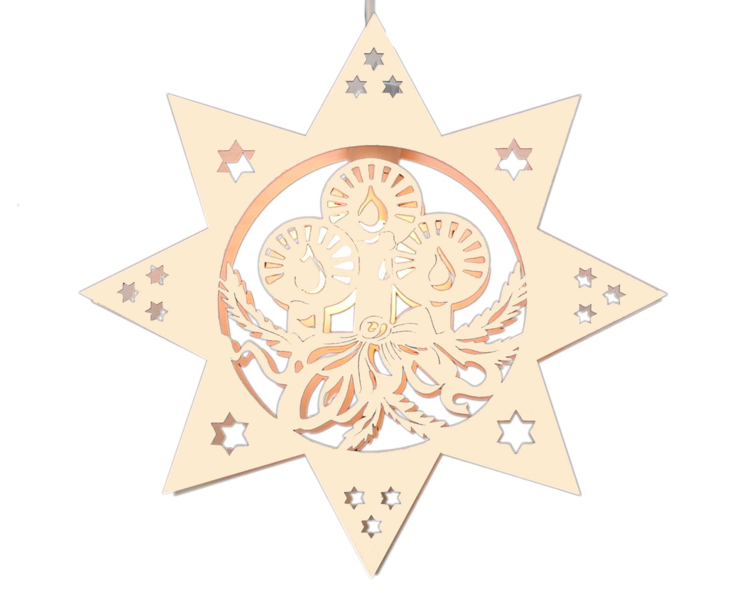 Beleuchtetes Fensterbild  Weihnachten "Kerzen" Naturholz