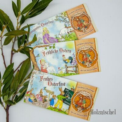 Grußkarten Set "Frohes Osterfest" mit Holzanhänger