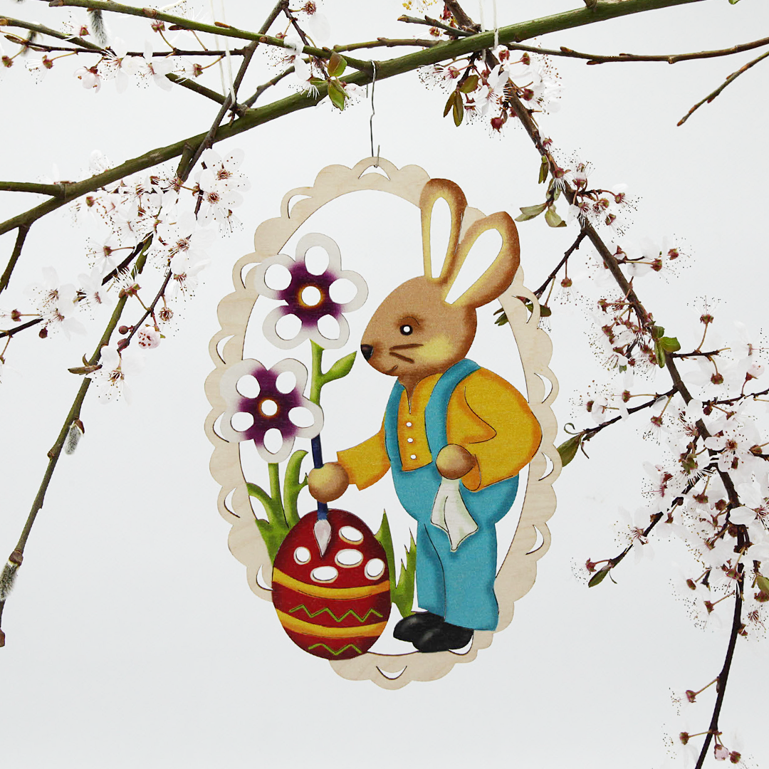 Fensterbild Ostern 23 cm Holz  Motiv: Hase