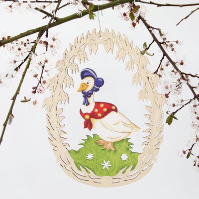Holzdeko  Ostern Fensterbild  12 cm Holz  Motiv: Gans
