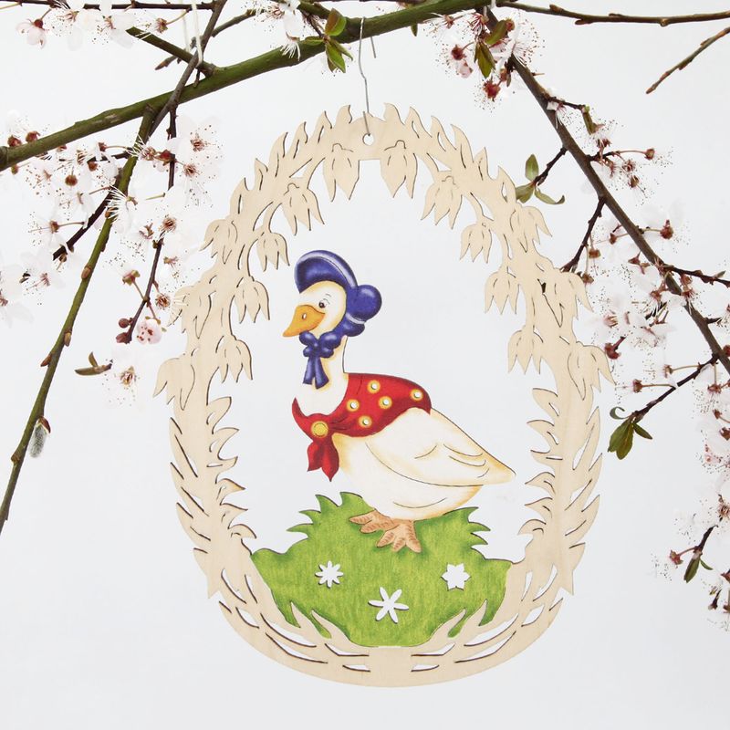 Holzdeko  Ostern Fensterbild  12 cm Holz  Motiv: Gans