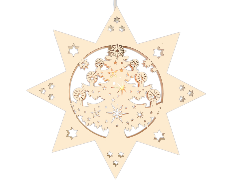 Beleuchtetes Fensterbild  Weihnachten "Tannenbaum" Naturholz