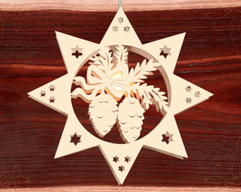 Beleuchtetes Fensterbild  Weihnachten "Tannenzapfen" Naturholz