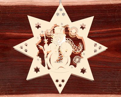 Beleuchtetes Fensterbild  Weihnachten "Schneemann" Naturholz