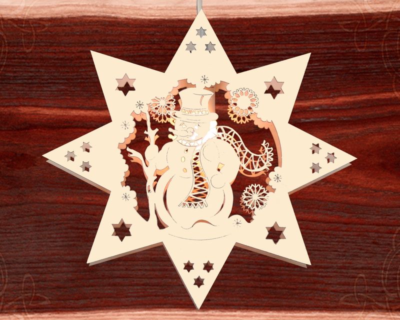 Beleuchtetes Fensterbild  Weihnachten "Schneemann" Naturholz