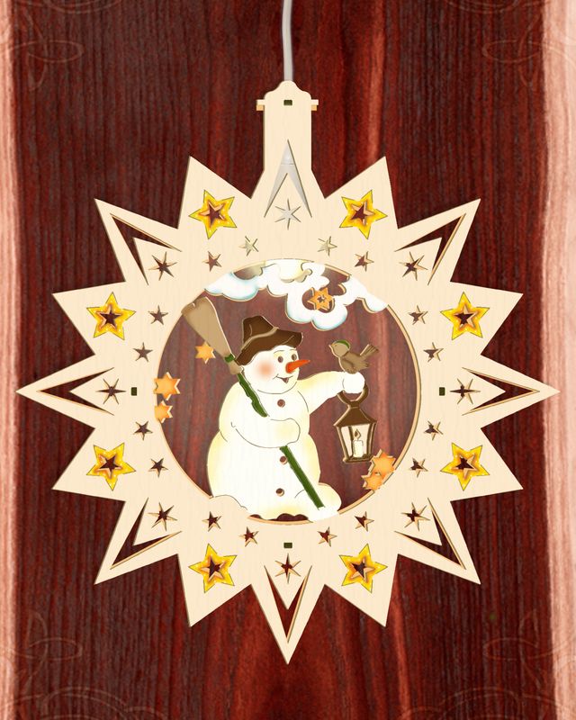 Beleuchtetes Fensterbild  Weihnachten "Schneemann" Color