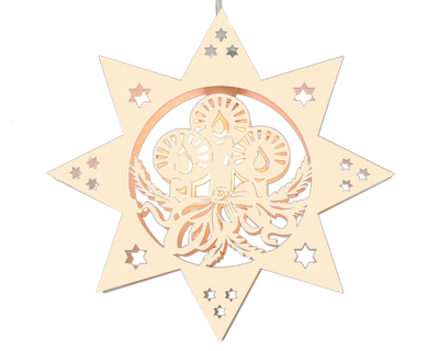 Beleuchtetes Fensterbild  Weihnachten "Kerzen" Naturholz