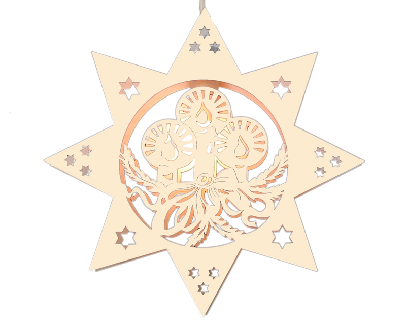 Beleuchtetes Fensterbild  Weihnachten "Kerzen" Naturholz