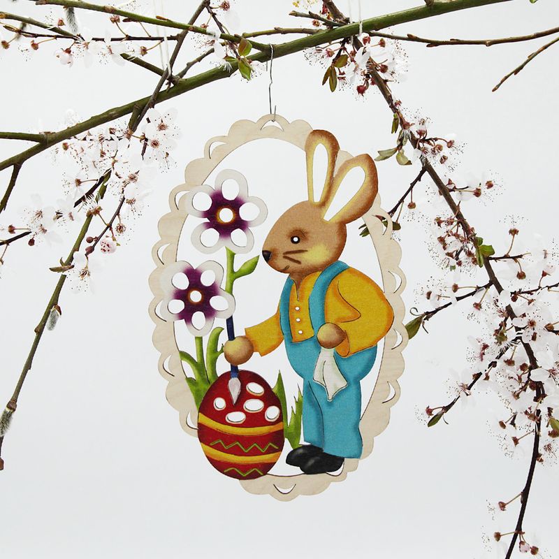 Fensterbild Ostern 23 cm Holz  Motiv: Hase