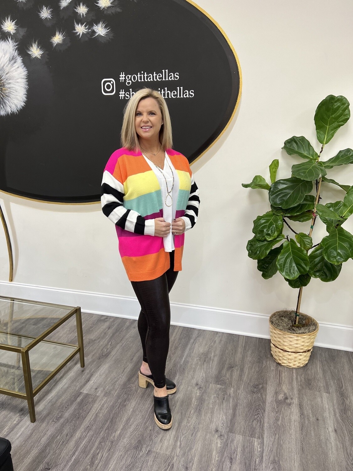 Rainbow color block cardigan
