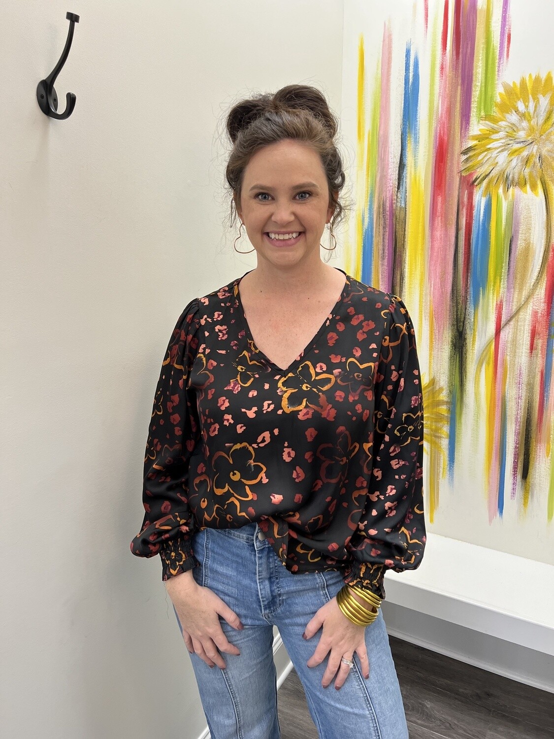 Black floral top