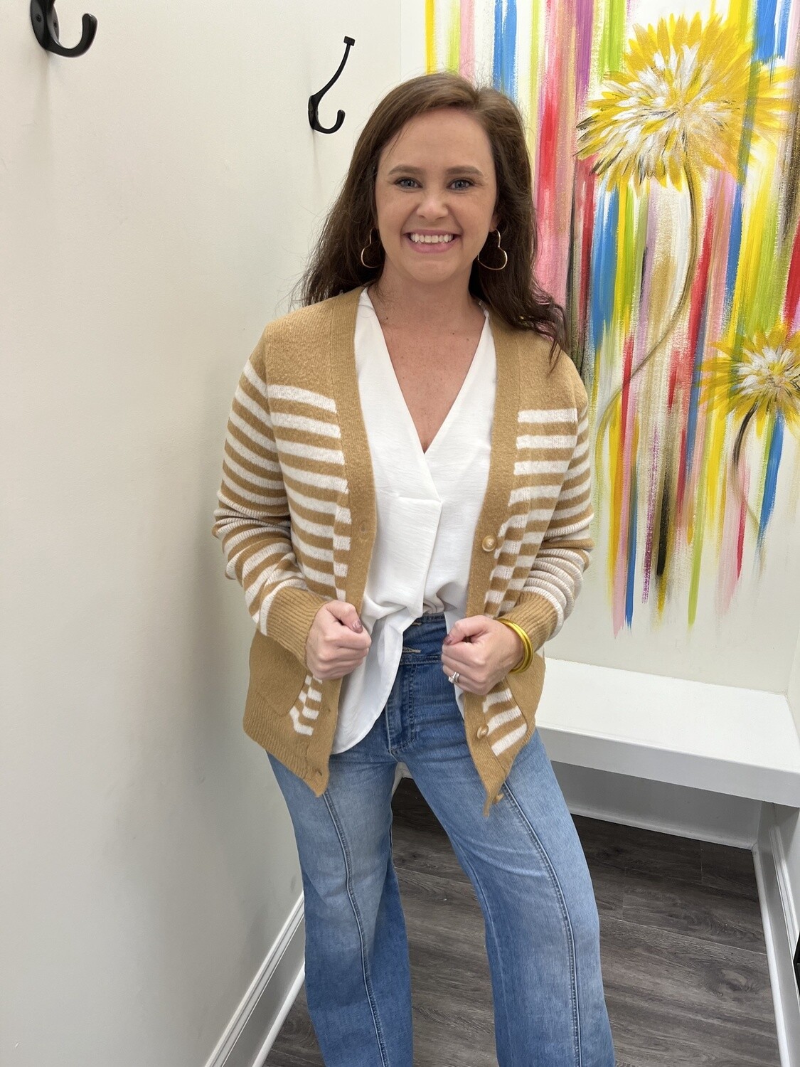 Camel and ivory cardigan