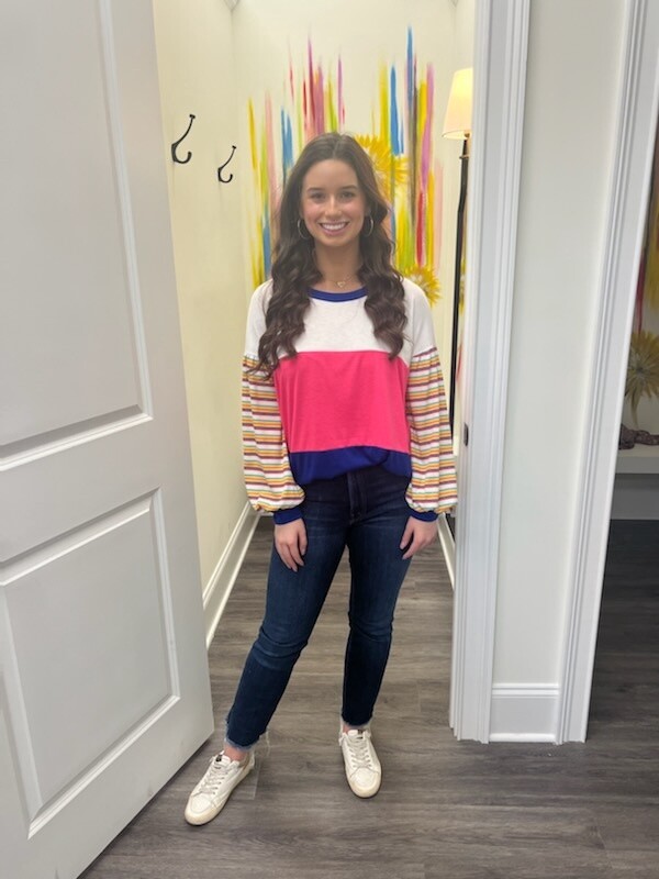 Hot Pink and Royal Blue Tee
