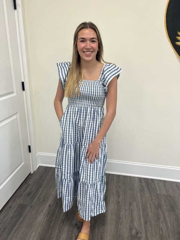 BLUE CHECKER DRESS
