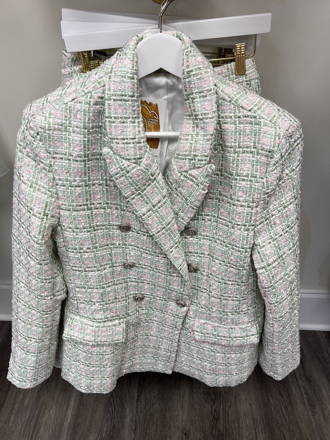 Mint tweed blazer