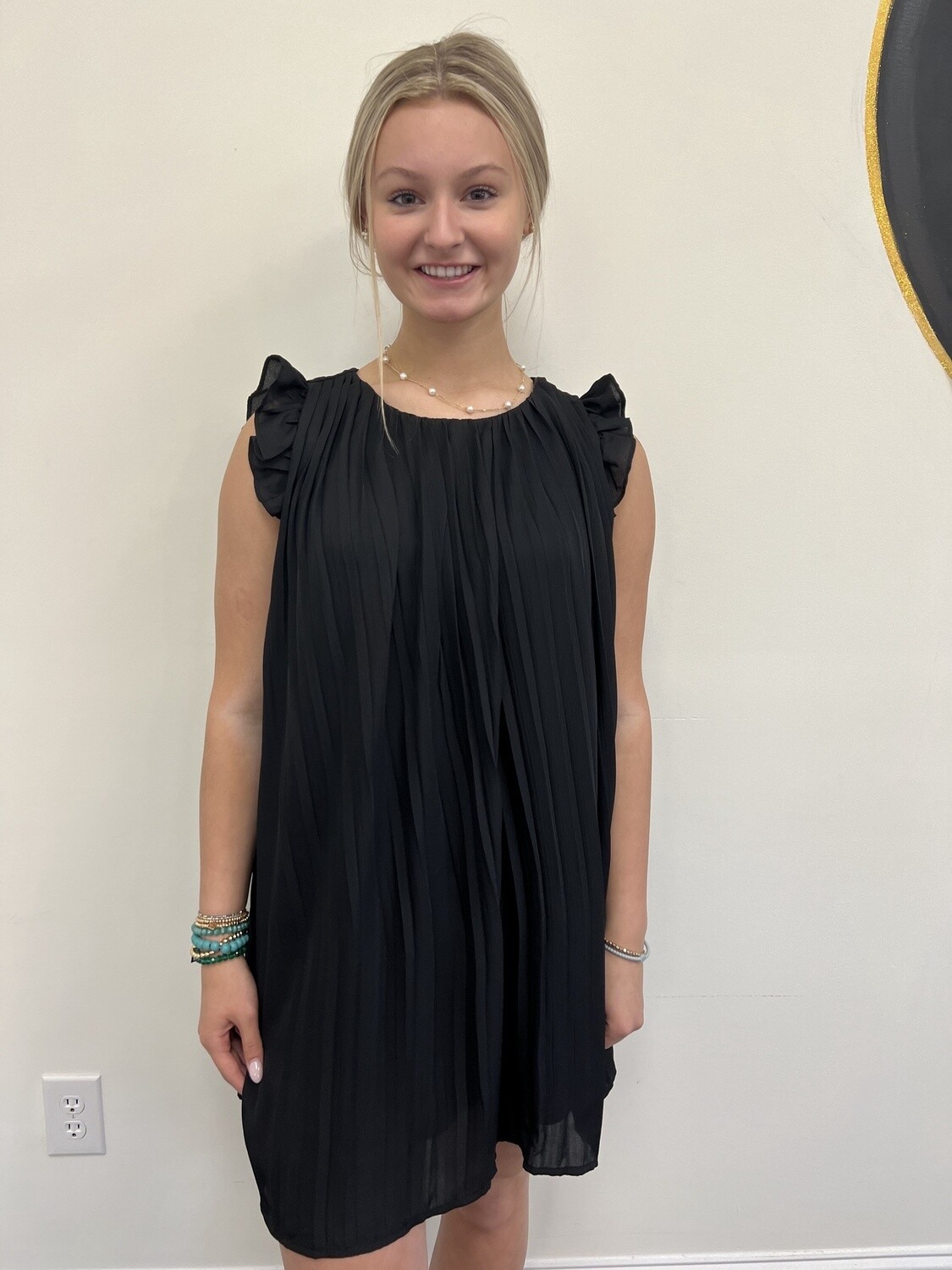 BLACK PLEATED DRESS