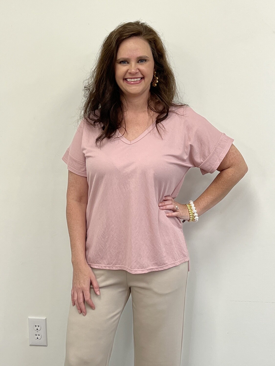 V NECK MAUVE GABI TOP