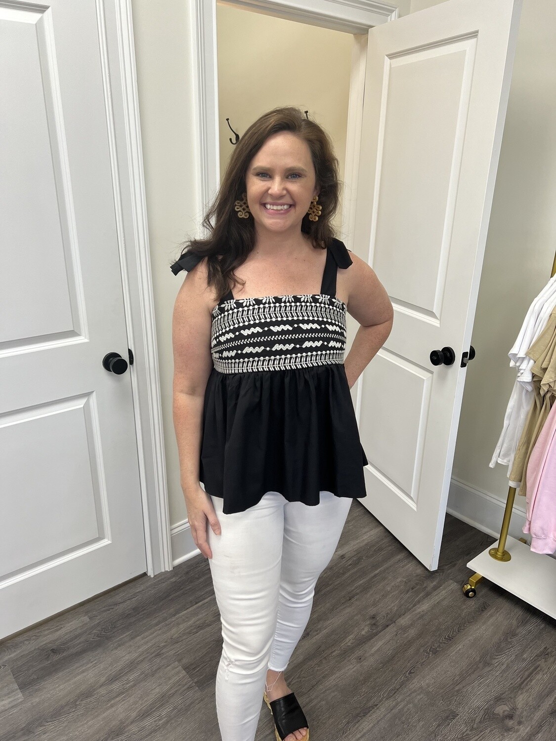 BLACK EMBROIDERED TOP
