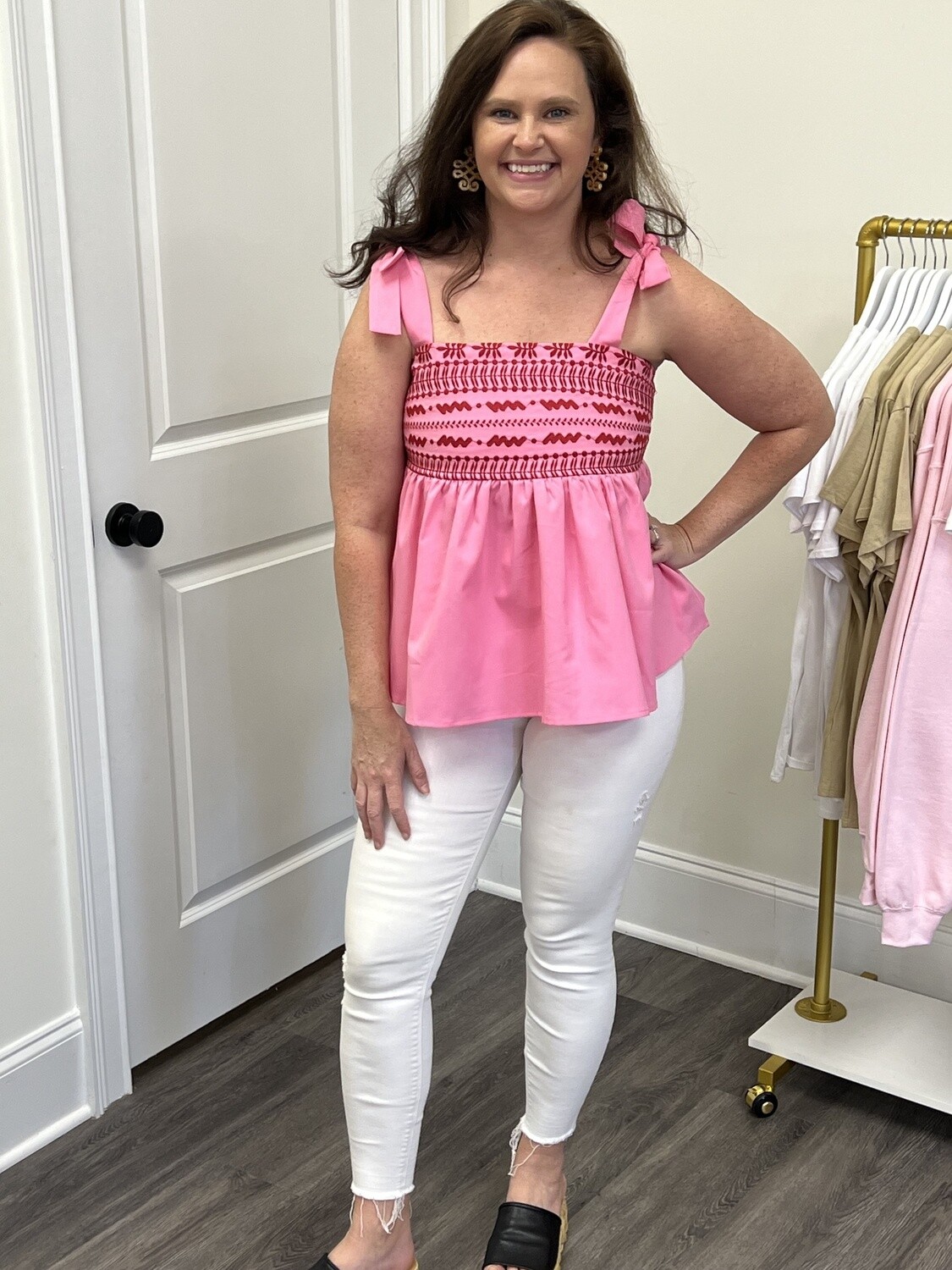 PINK EMBROIDERED TOP