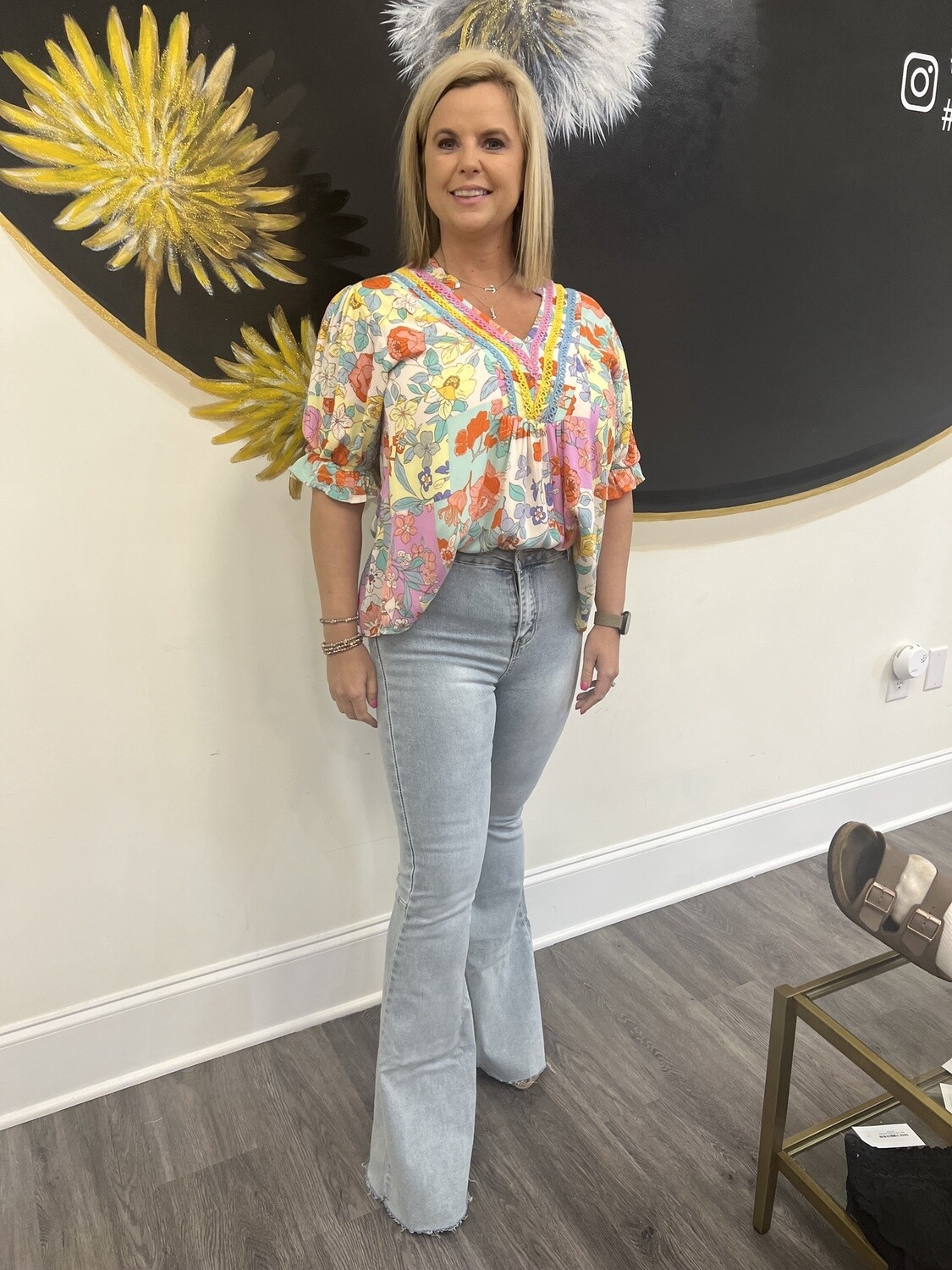 Light denim flares