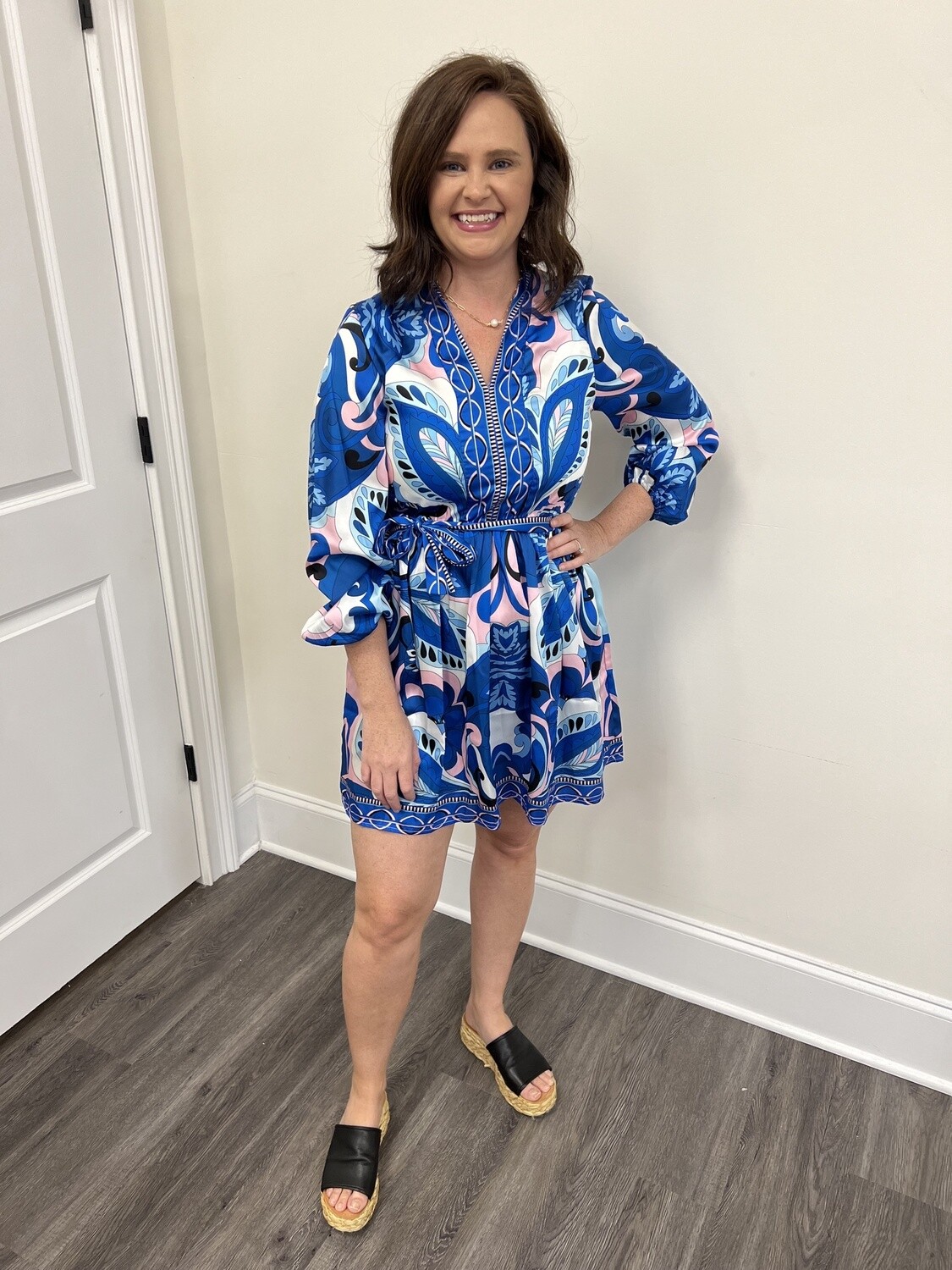 PRINTED BELTED DRESS