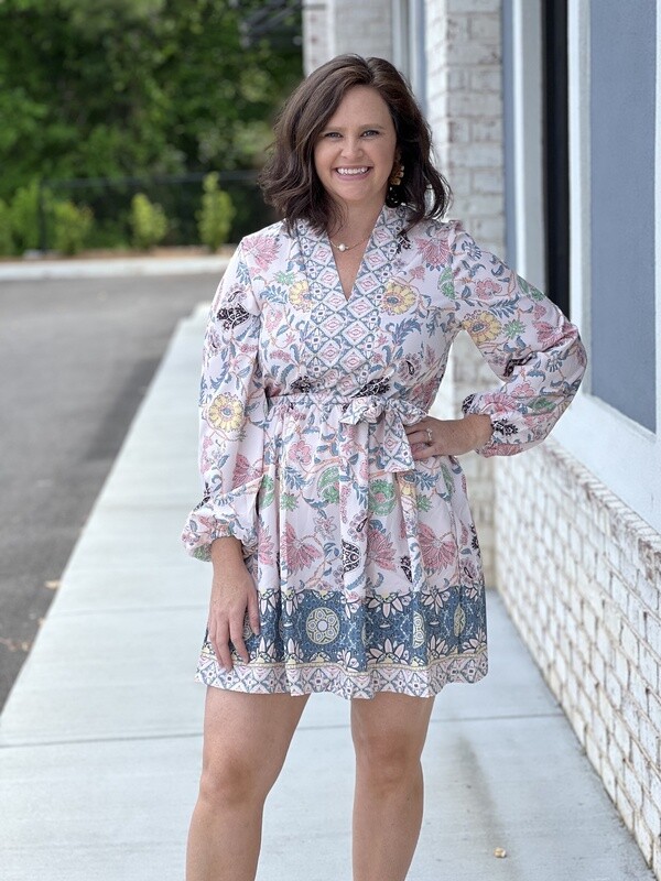 Pink belted dress