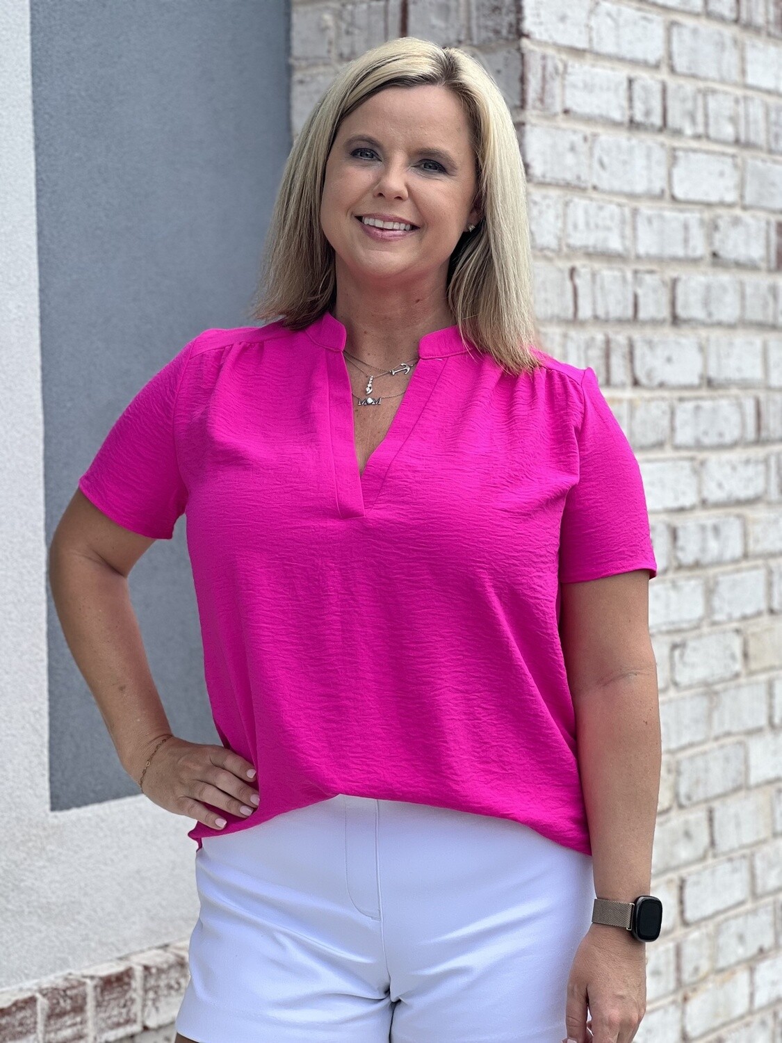 Hot pink v neck