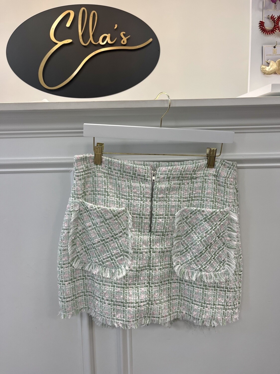 Mint tweed skort