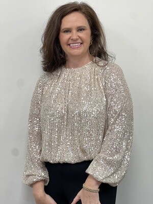 SEQUIN LONG SLEEVE GOLD