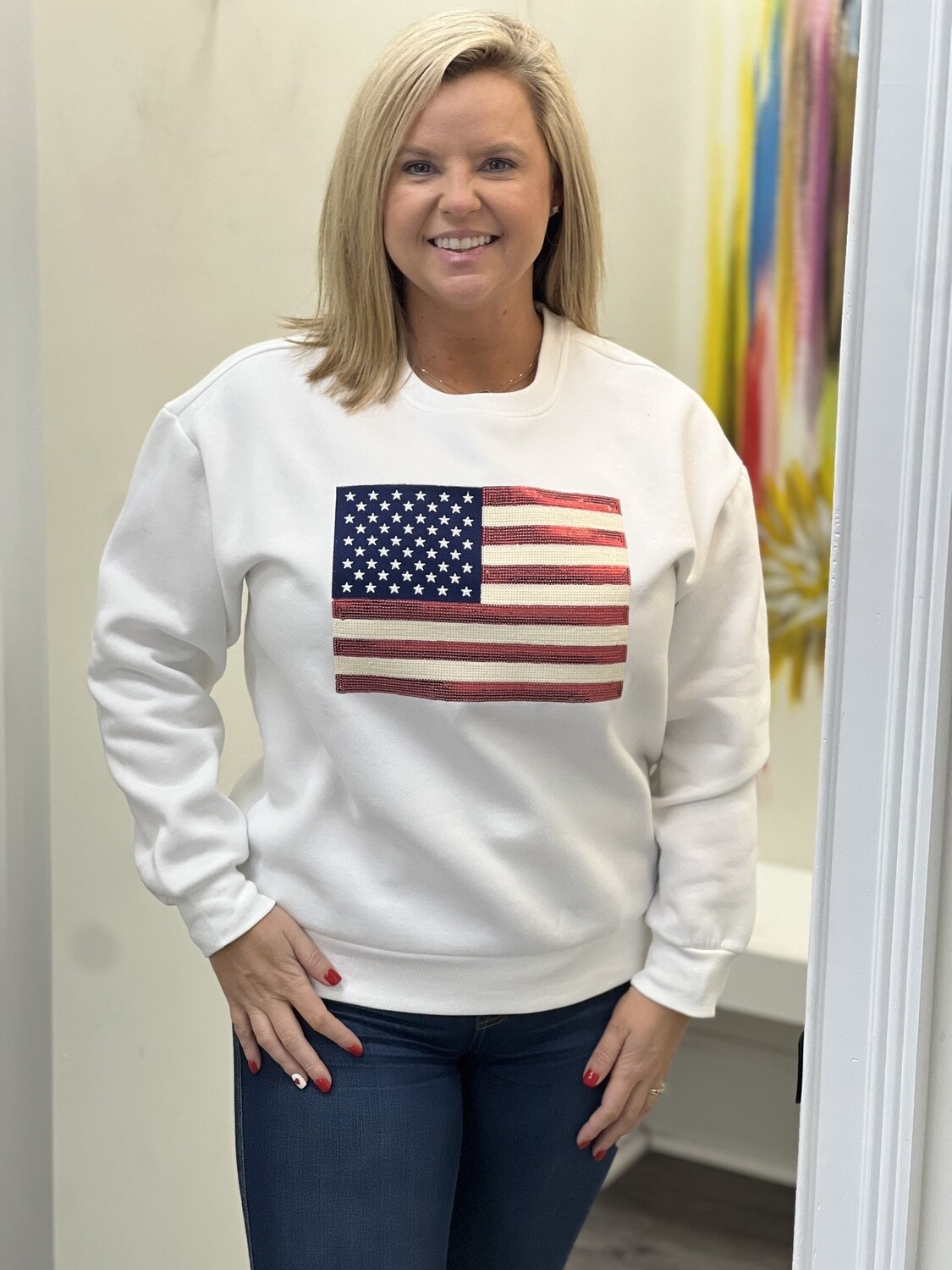 FLAG SWEATSHIRT, Size: SMALL