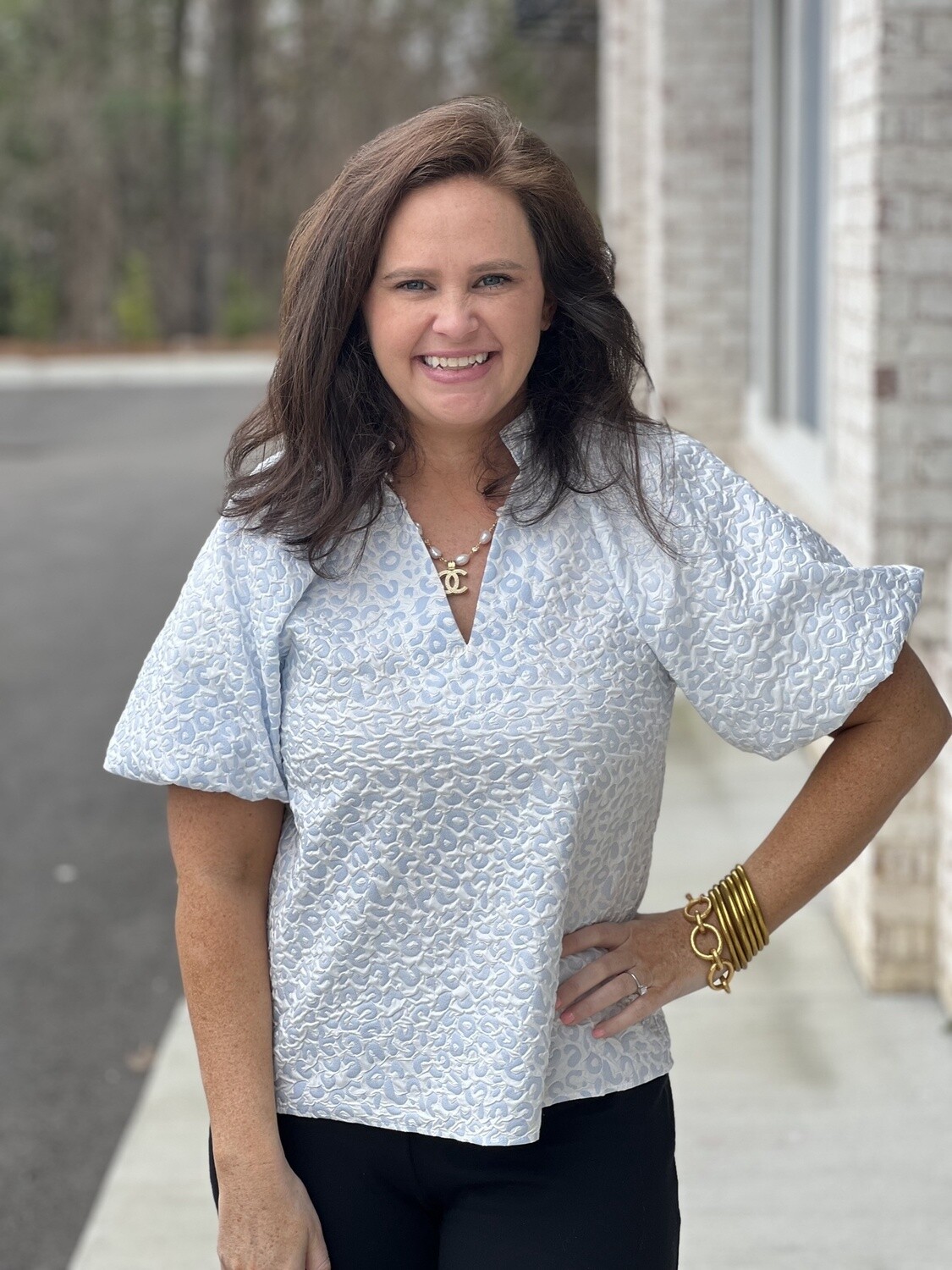 PUFF SLEEVE CHEETAH TOP