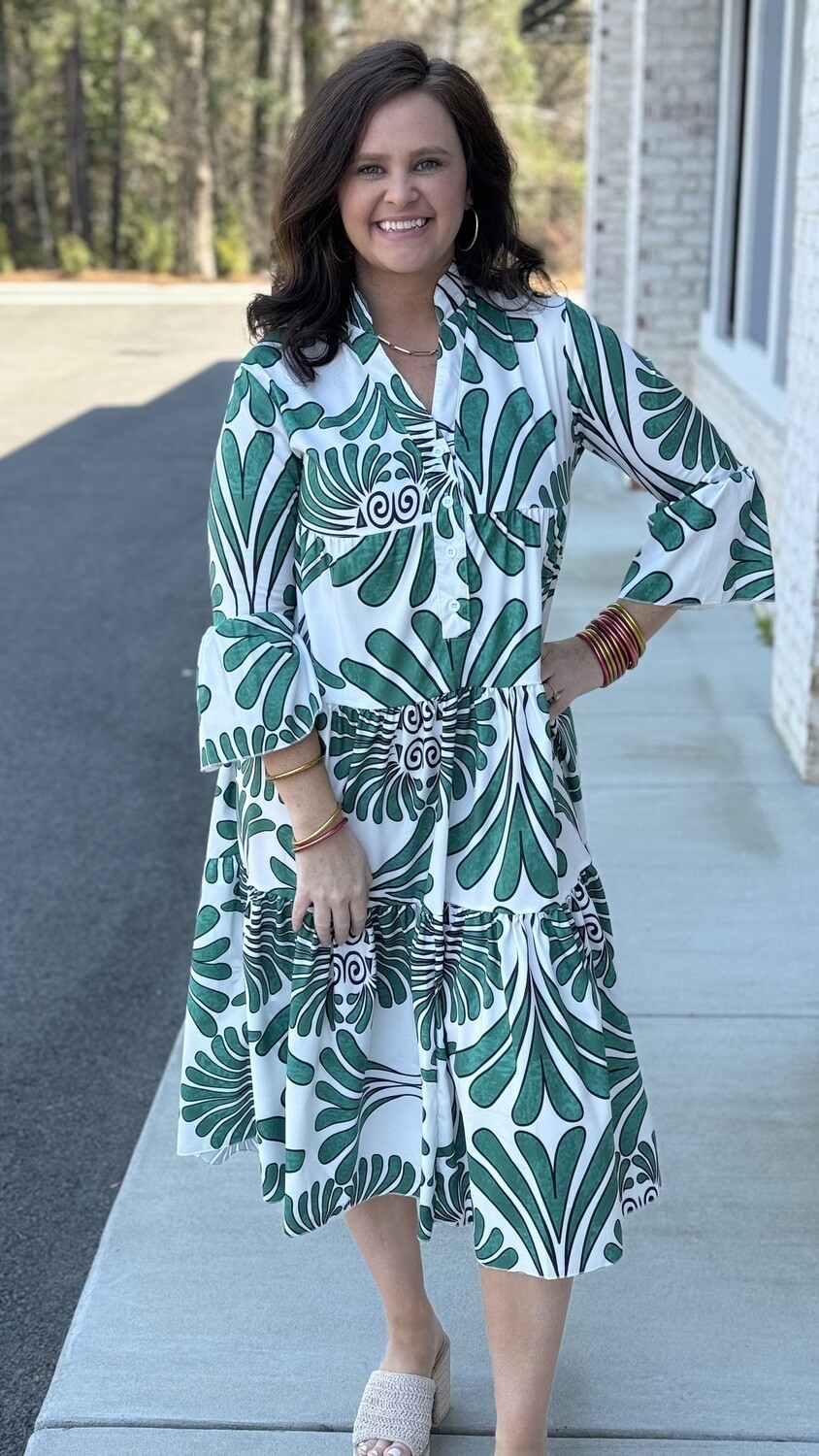 GREEN RUFFLE DRESS