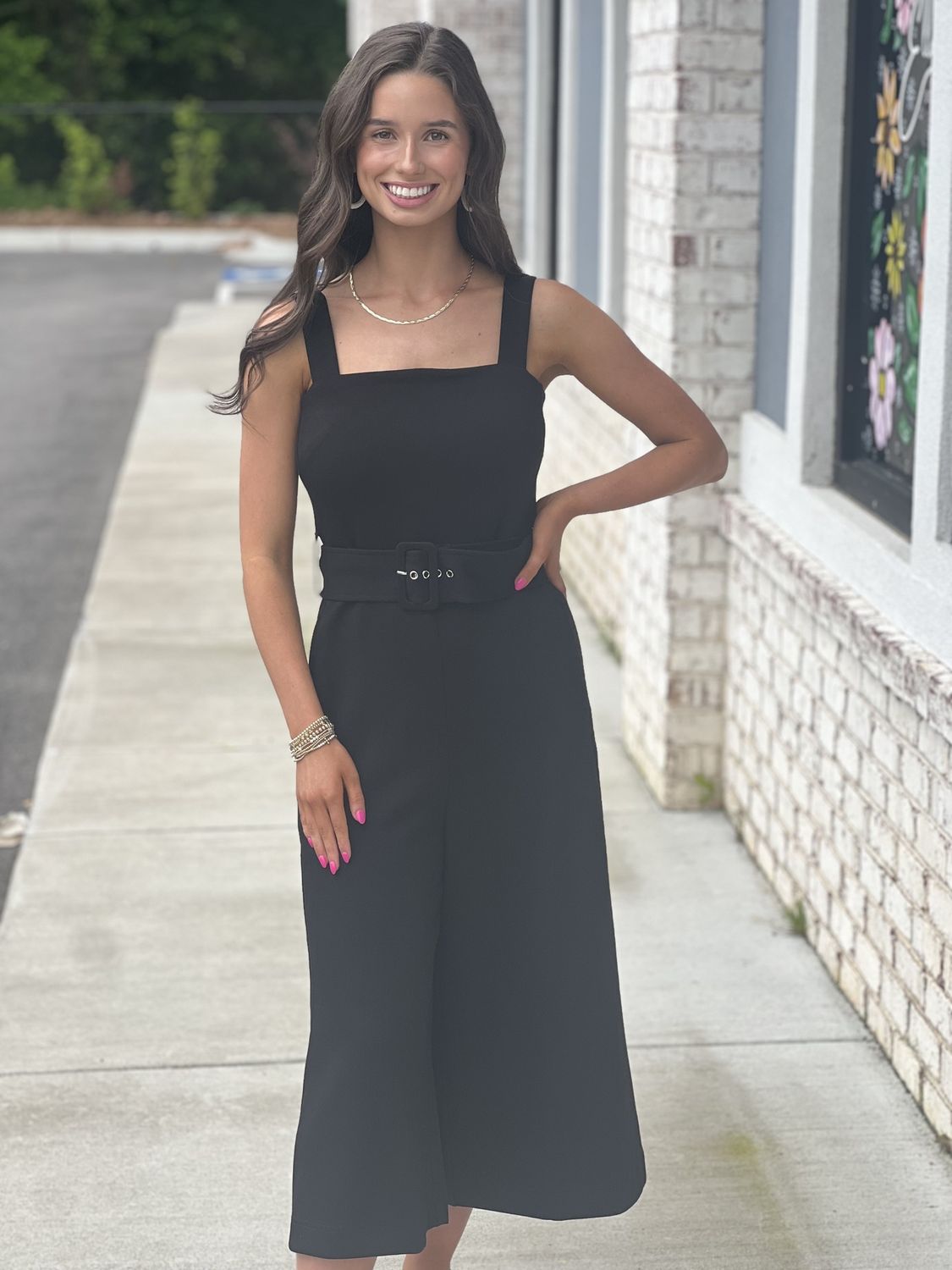 Black belted jumpsuit